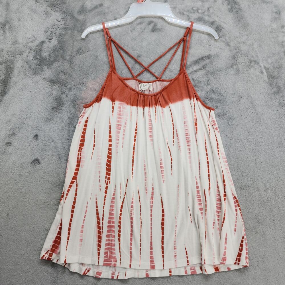 Maurices 24/7 Top Womens M Orange Tie‎ Dye Strappy Back Tank Summer Stretch